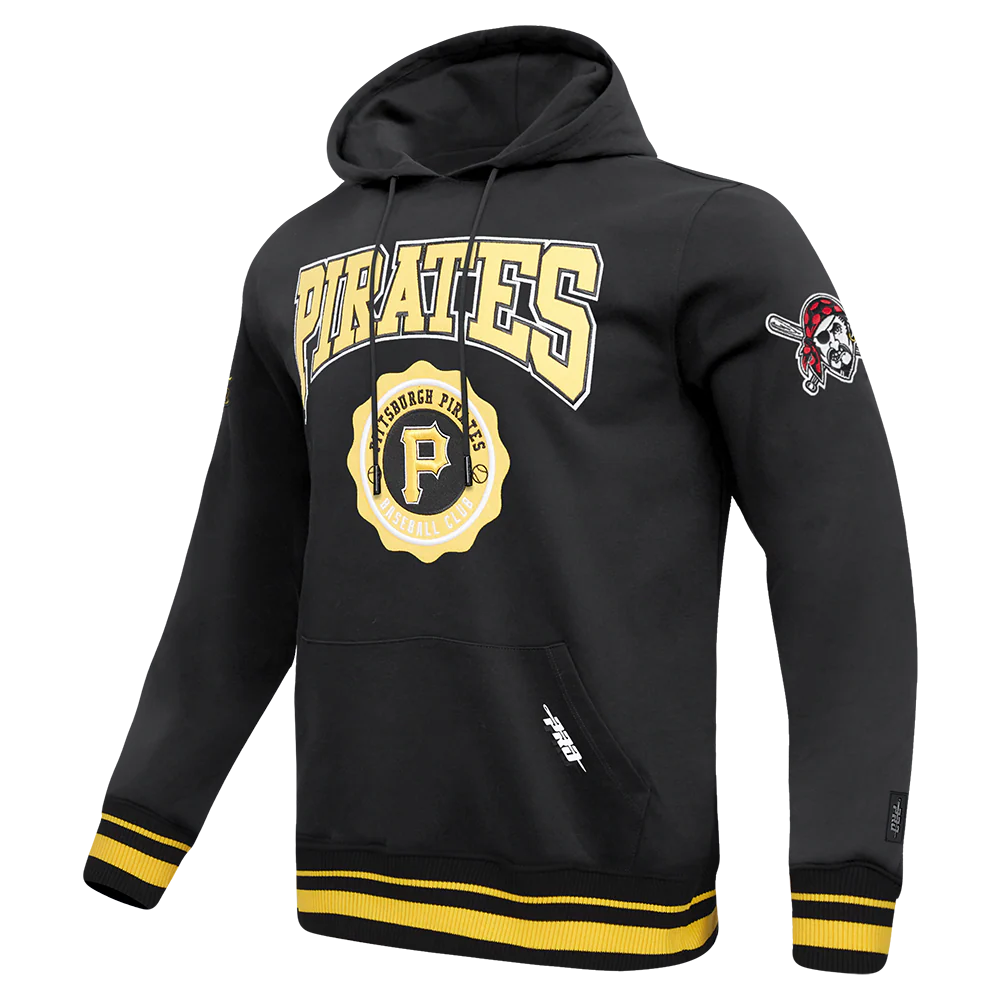 MLB PITTSBURGH PIRATES CREST EMBLEM MEN'S RIB PO HOODIE (BLACK/YELLOW) - Image 2