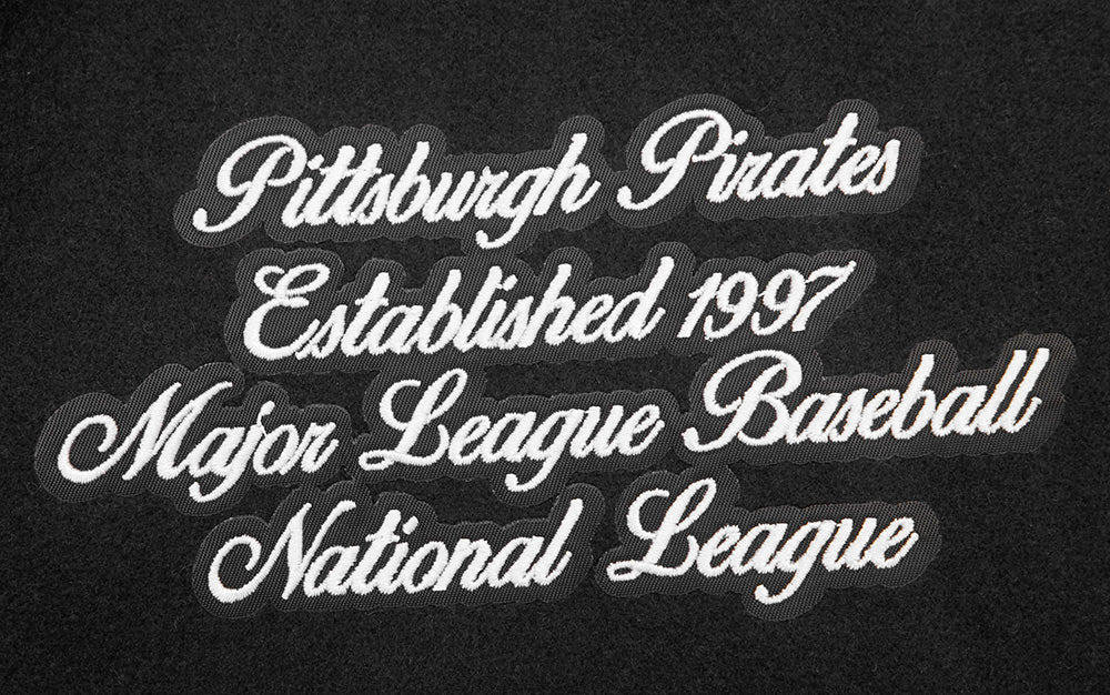 MLB PITTSBURGH PIRATES TEAM PENNANTS MEN'S RIB WOOL VARSITY JACKET (BLACK/YELLOW) - Image 7
