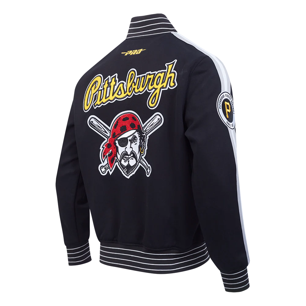 MLB PITTSBURGH PIRATES CURRENT LOGO PRO GAME DAY MEN'S DOUBLE KNIT JACKET (BLACK/SILVER/WHITE) - Image 4