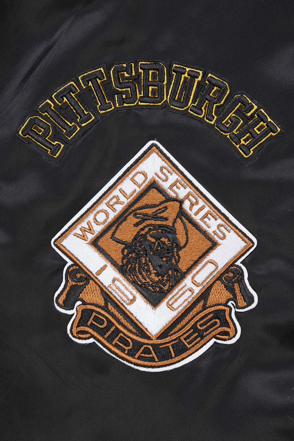 MLB PITTSBURGH PIRATES RETRO CLASSIC MEN'S RIB SATIN JACKET (BLACK/YELLOW) - Image 6