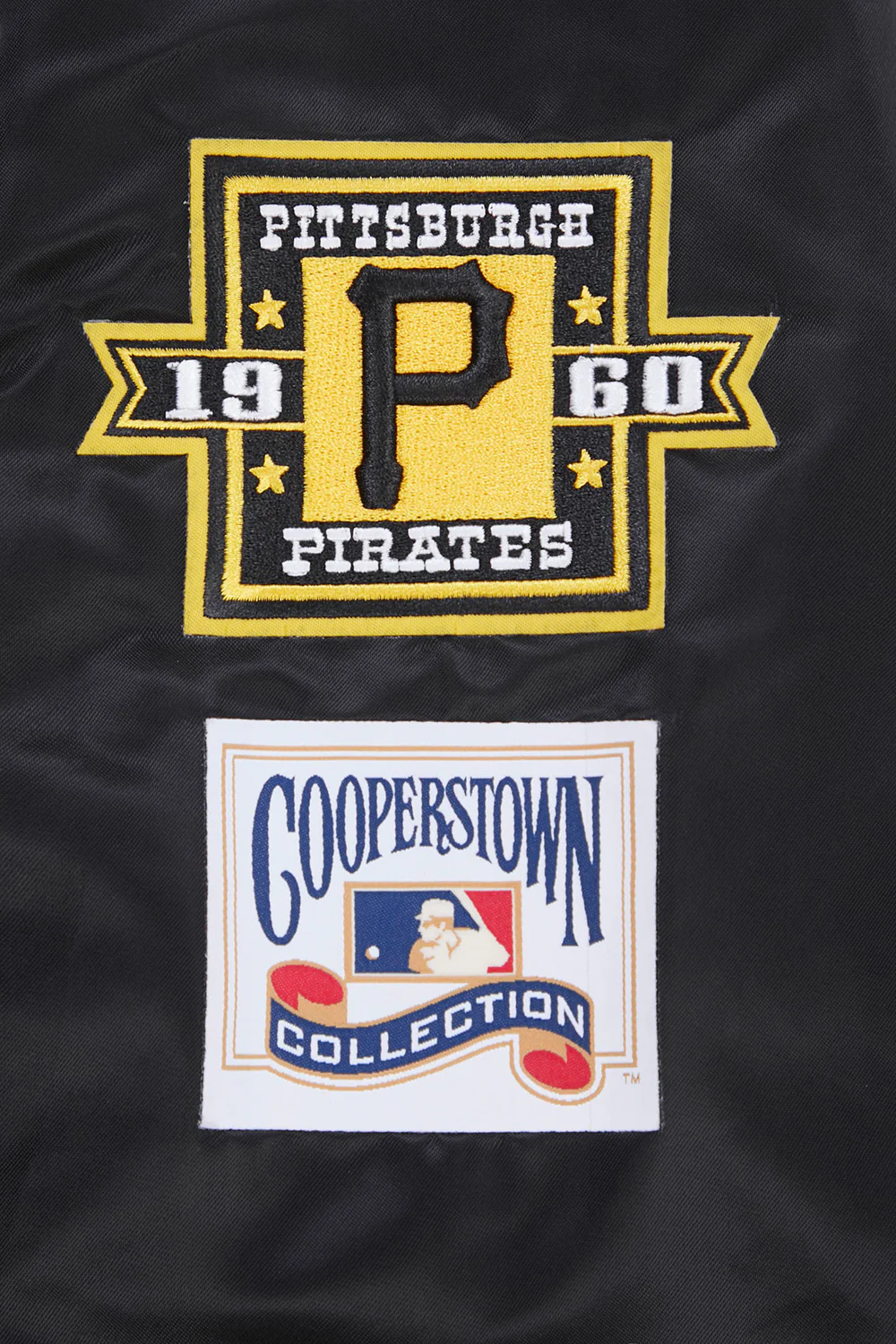 MLB PITTSBURGH PIRATES RETRO CLASSIC MEN'S RIB SATIN JACKET (BLACK/YELLOW) - Image 9