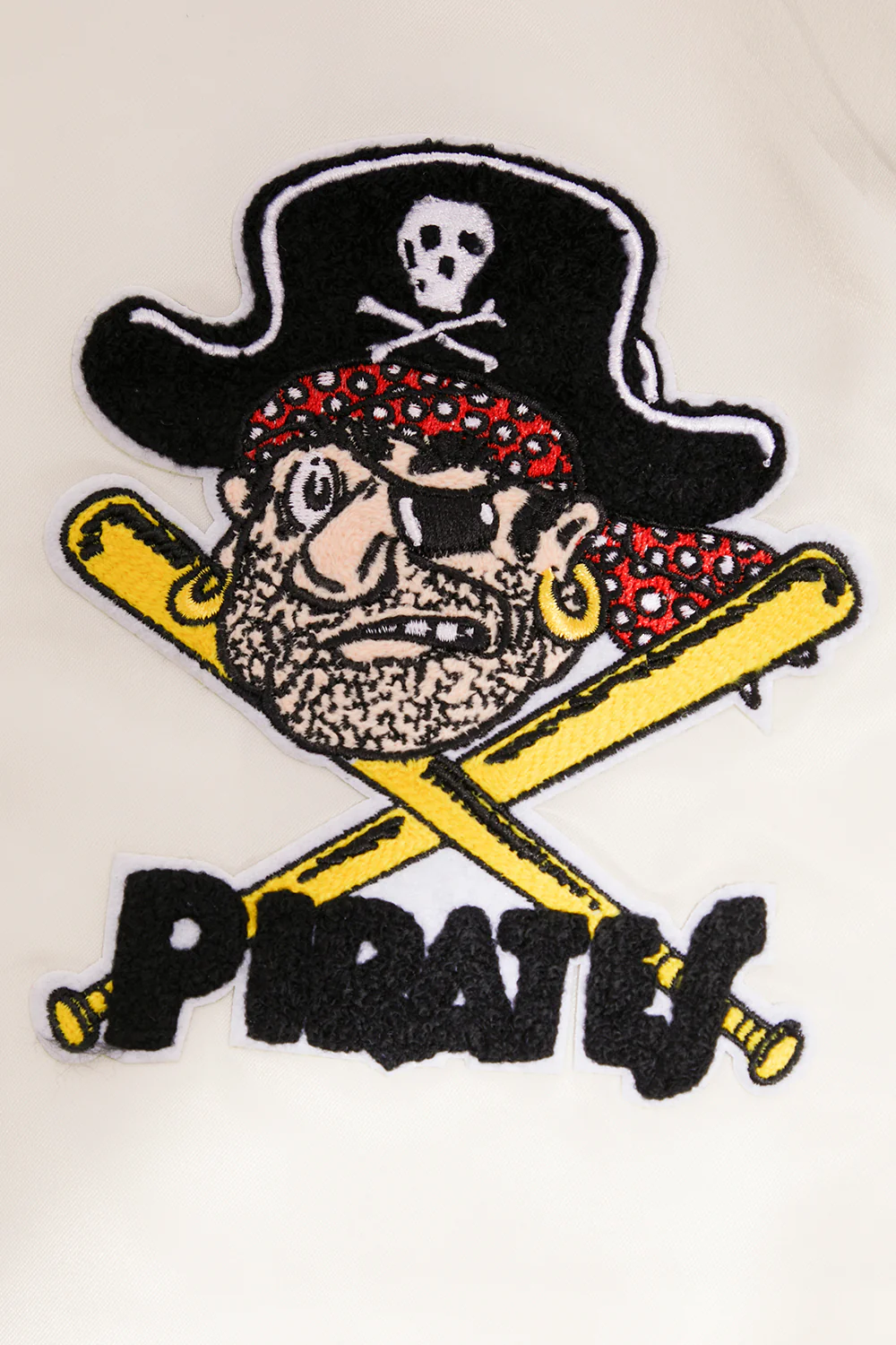 MLB PITTSBURGH PIRATES RETRO CLASSIC MEN'S RIB SATIN JACKET (EGGSHELL/ BLACK) - Image 5