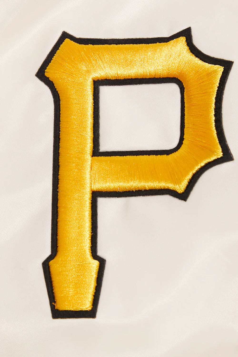 MLB PITTSBURGH PIRATES RETRO CLASSIC MEN'S RIB SATIN JACKET (EGGSHELL/ BLACK) - Image 7