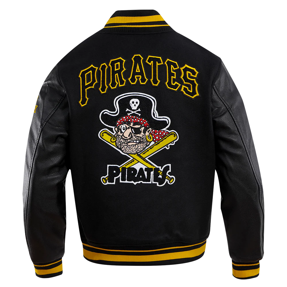 MLB PITTSBURGH PIRATES RETRO CLASSIC MEN'S RIB WOOL VARSITY JACKET (BLACK/YELLOW) - Image 3