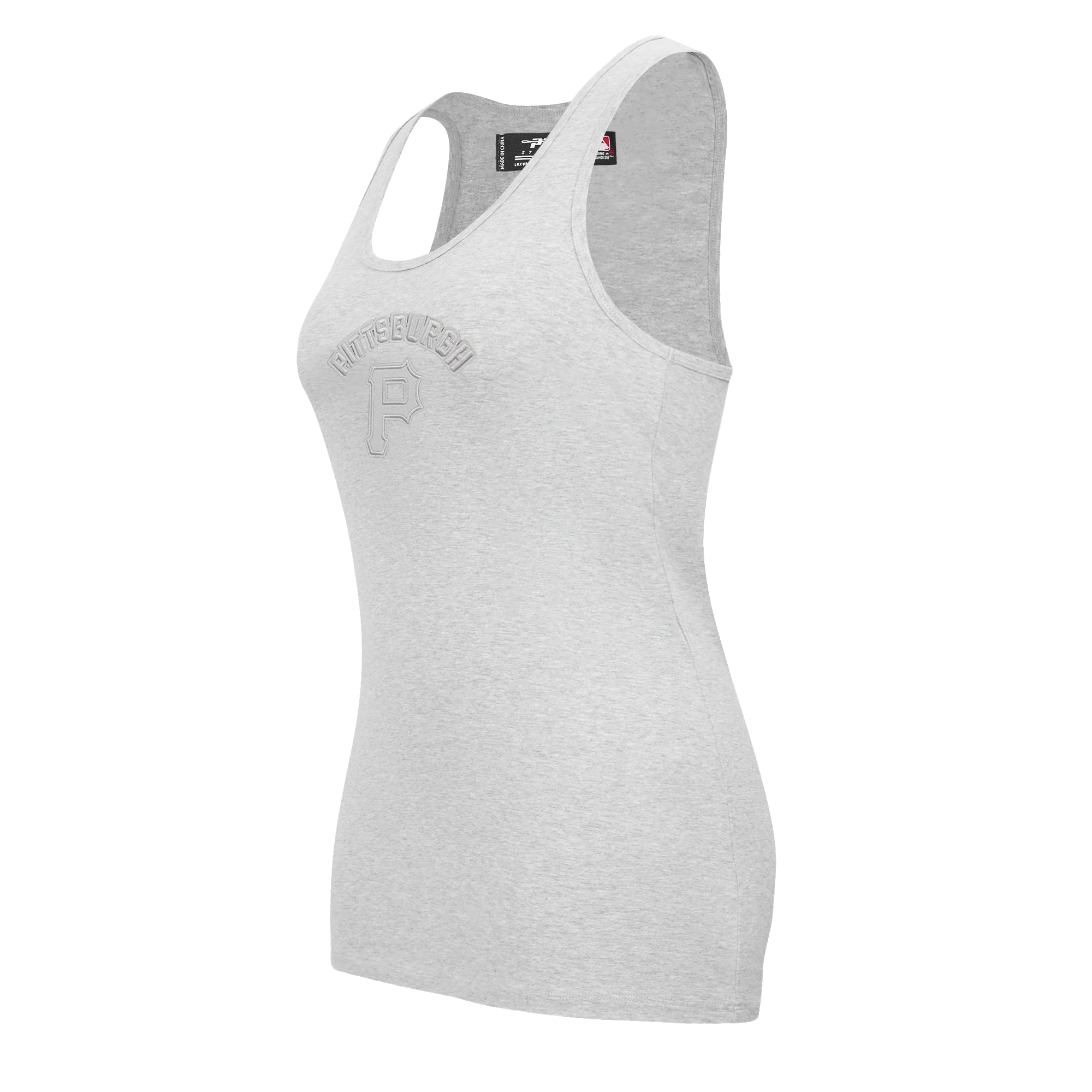 MLB PITTSBURGH PIRATES TRIPLE TONAL RELAXED FIT WOMEN'S RACERBACK (HEATHER GREY) - Image 2