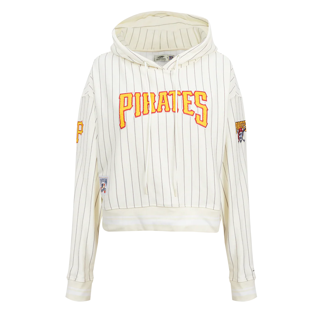 MLB PITTSBURGH PIRATES PINSTRIPE RETRO CLASSIC WOMEN'S RIB FLC CROPPED P (EGGSHELL/ GREY)