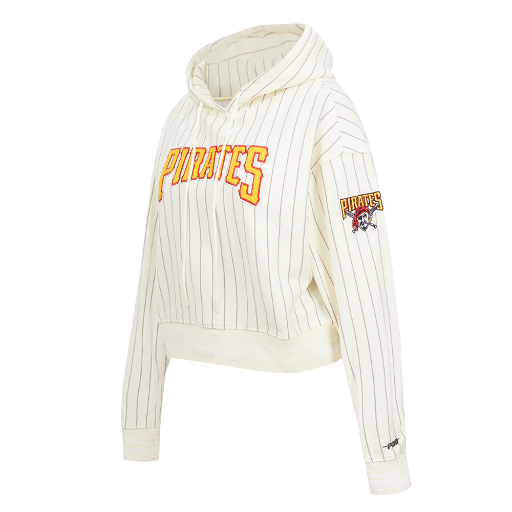 MLB PITTSBURGH PIRATES PINSTRIPE RETRO CLASSIC WOMEN'S RIB FLC CROPPED P (EGGSHELL/ GREY) - Image 2