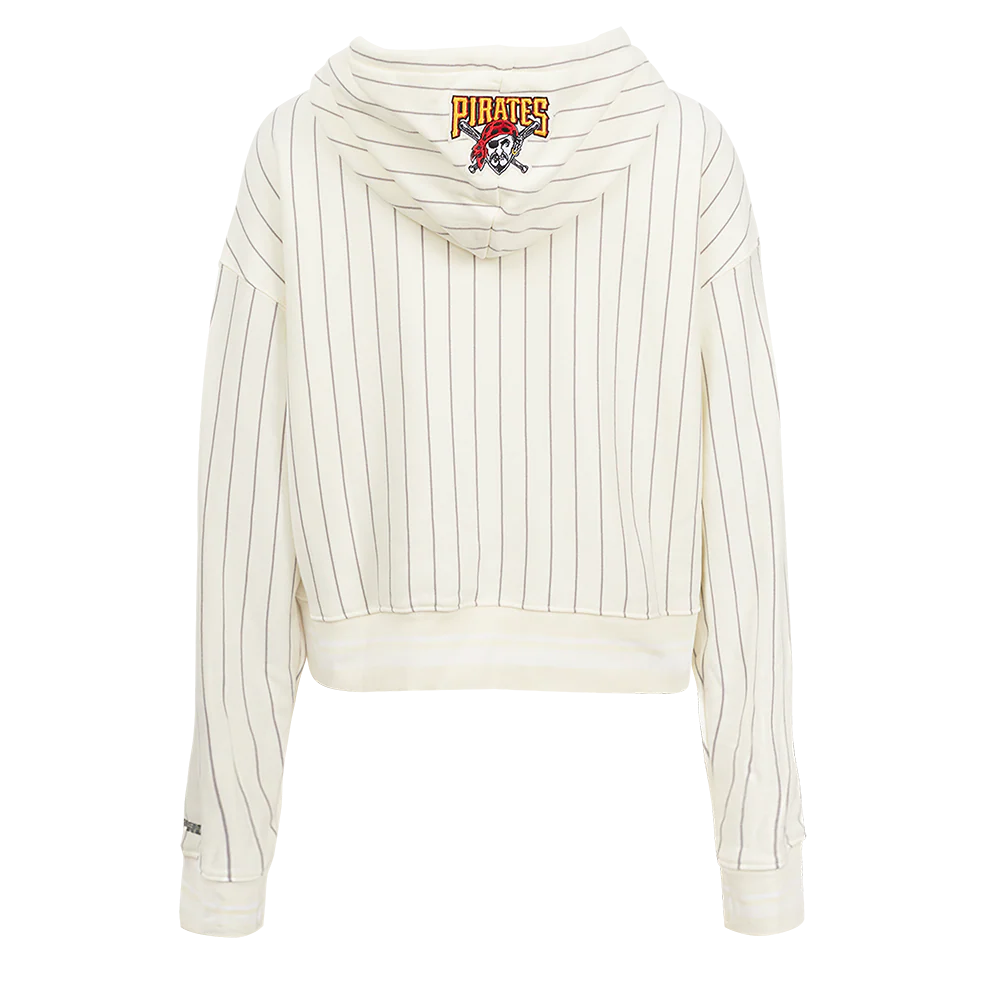 MLB PITTSBURGH PIRATES PINSTRIPE RETRO CLASSIC WOMEN'S RIB FLC CROPPED P (EGGSHELL/ GREY) - Image 3