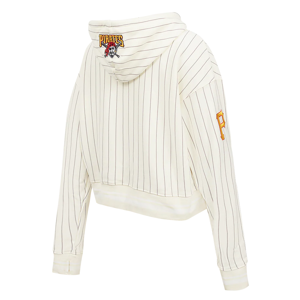MLB PITTSBURGH PIRATES PINSTRIPE RETRO CLASSIC WOMEN'S RIB FLC CROPPED P (EGGSHELL/ GREY) - Image 4