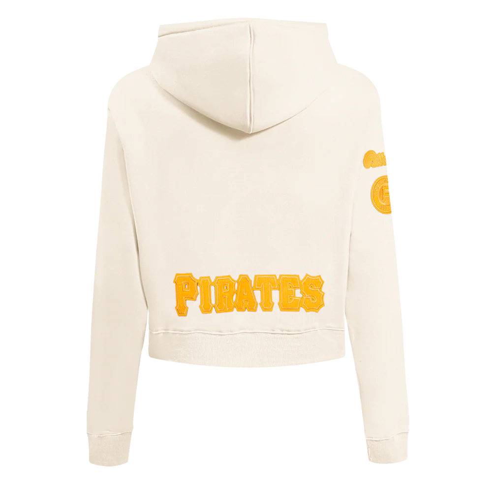 MLB PITTSBURGH PIRATES TRIPLE TONAL WOMEN'S DOUBLE KNIT FULL ZIP HOODIE (EGGSHELL) - Image 3