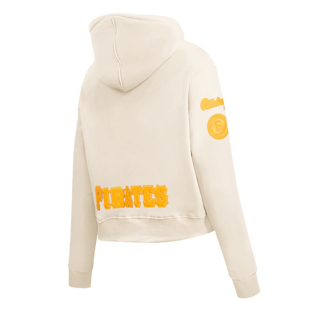 MLB PITTSBURGH PIRATES TRIPLE TONAL WOMEN'S DOUBLE KNIT FULL ZIP HOODIE (EGGSHELL) - Image 4