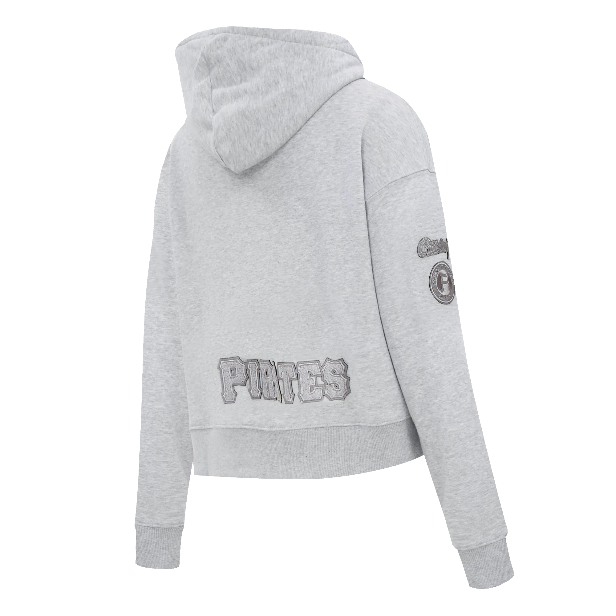 MLB PITTSBURGH PIRATES TRIPLE TONAL WOMEN'S DOUBLE KNIT FULL ZIP HOODIE (HEATHER GREY) - Image 4