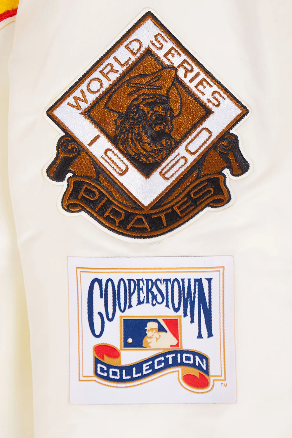 MLB PITTSBURGH PIRATES RETRO CLASSIC WOMEN'S RIB SATIN JACKET (EGGSHELL/ BLACK) - Image 9
