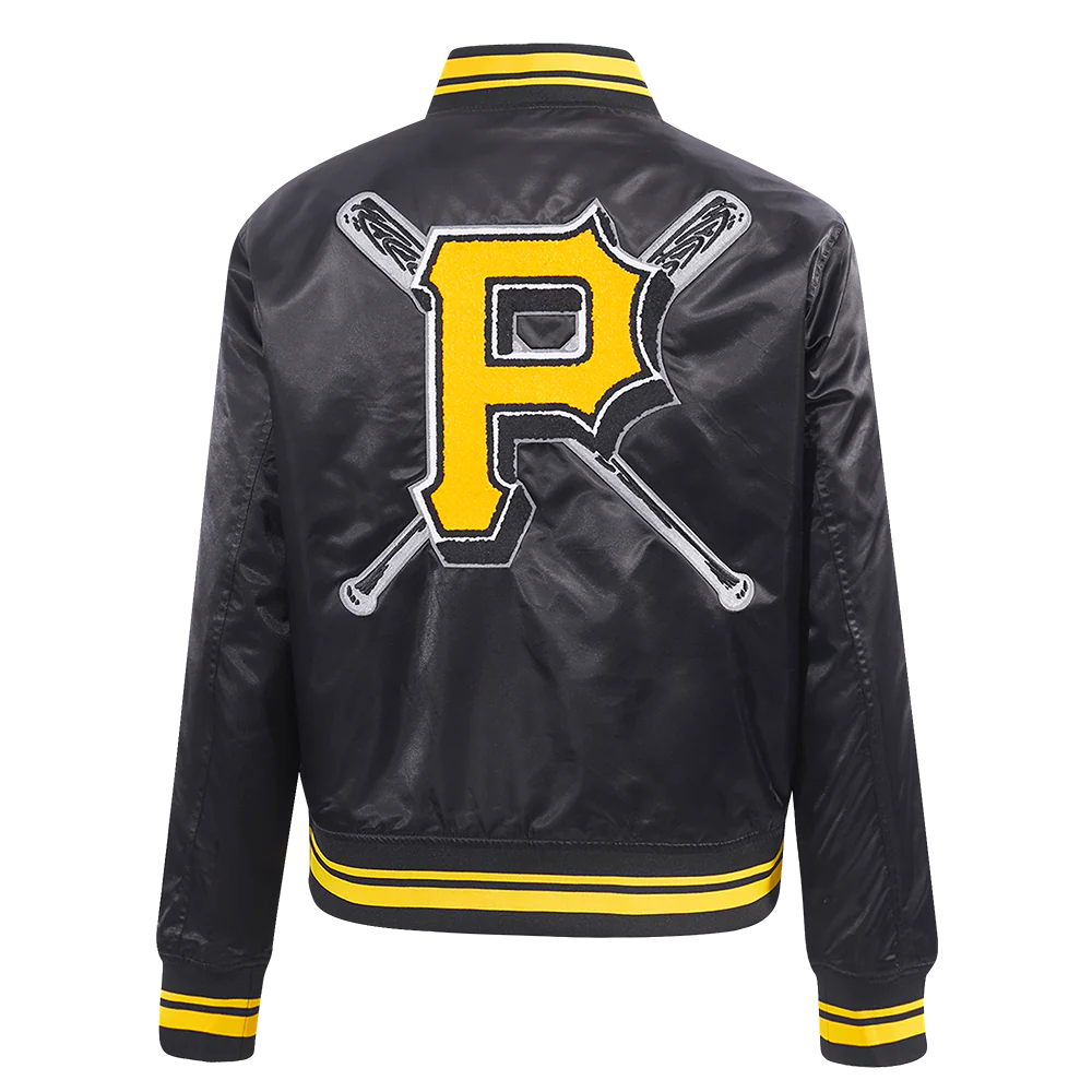 MLB PITTSBURGH PIRATES MASHUP WOMEN'S RIB SATIN JACKET (BLACK/YELLOW) - Image 3