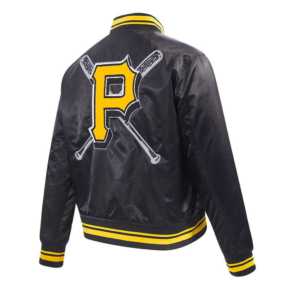 MLB PITTSBURGH PIRATES MASHUP WOMEN'S RIB SATIN JACKET (BLACK/YELLOW) - Image 4