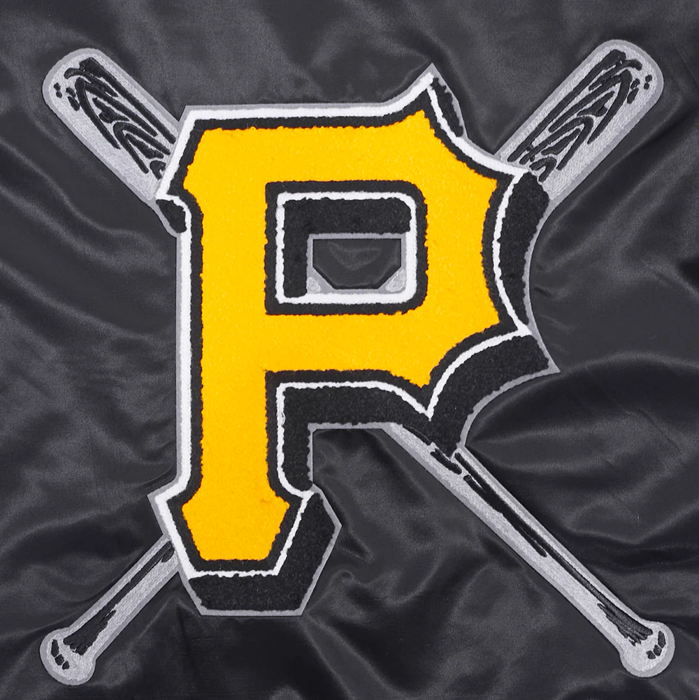 MLB PITTSBURGH PIRATES MASHUP WOMEN'S RIB SATIN JACKET (BLACK/YELLOW) - Image 8
