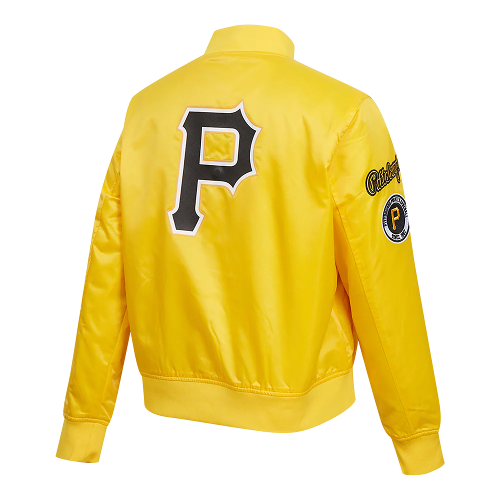 MLB PITTSBURG PIRATES CLASSIC WOMEN'S SATIN JACKET (YELLOW) - Image 4