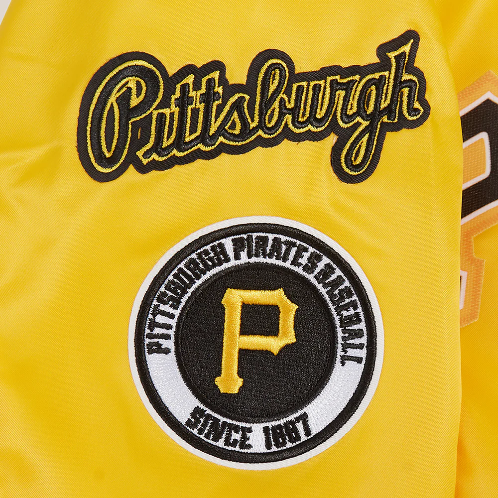 MLB PITTSBURG PIRATES CLASSIC WOMEN'S SATIN JACKET (YELLOW) - Image 6