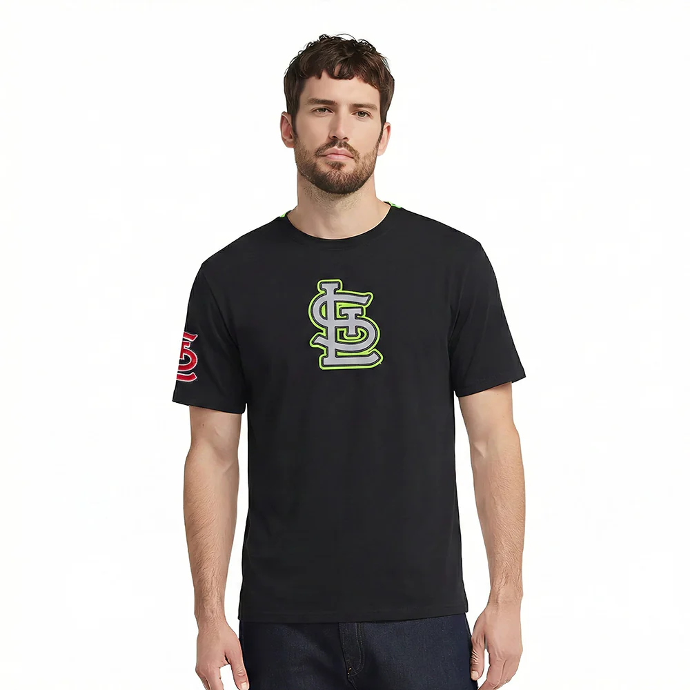 MLB ST. LOUIS CARDINALS UNDER THE LIGHTS MEN'S SINGLE JERSEY TOP (BLACK)