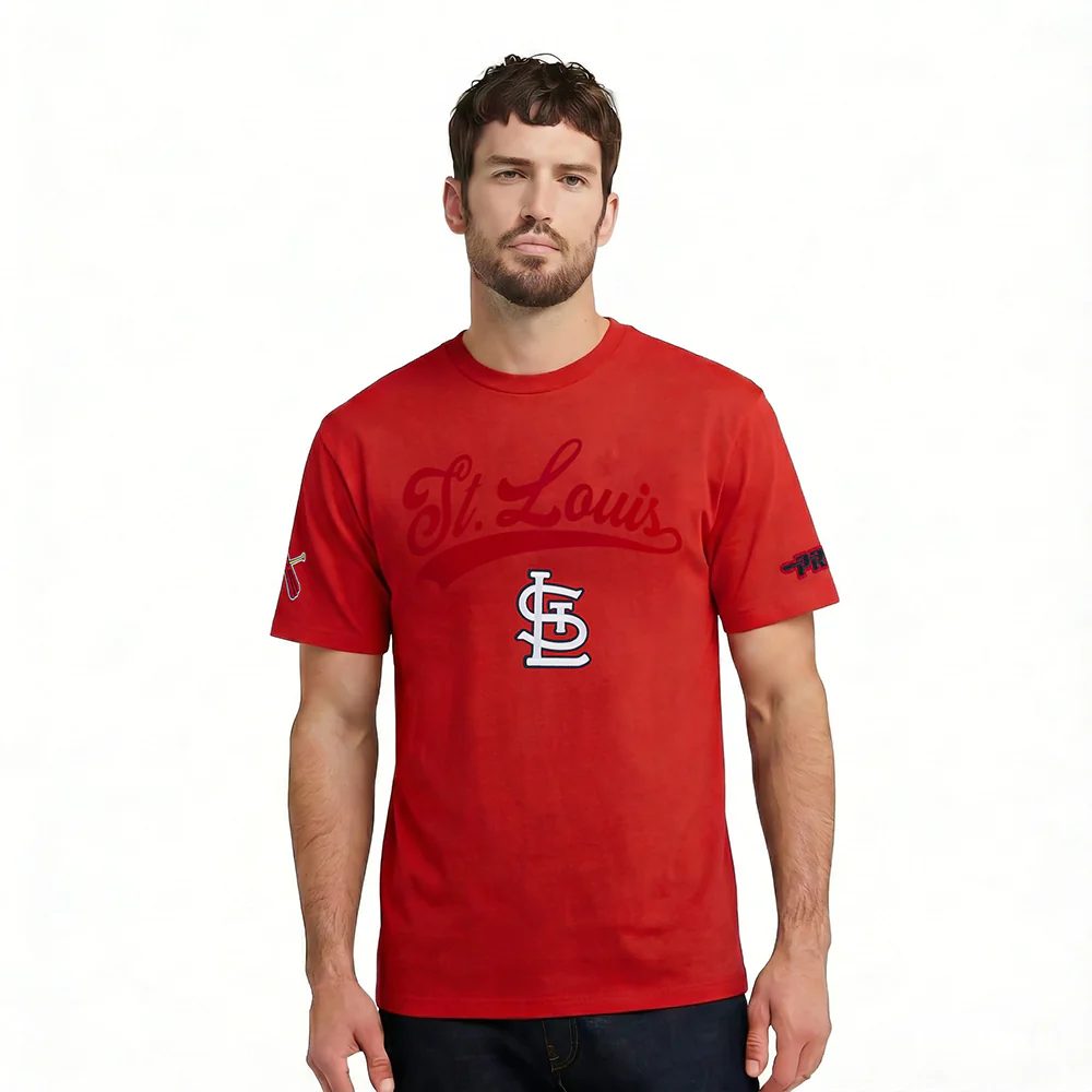 MLB ST. LOUIS CARDINALS LIVING LARGE MEN'S CJ DROP SHOULDER TEE (RED)