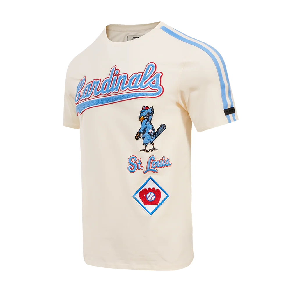 MLB ST. LOUIS CARDINALS RETRO CLASSIC MEN'S STRIPED TOP (EGGSHELL/UNIVERSAL BLUE) - Image 4