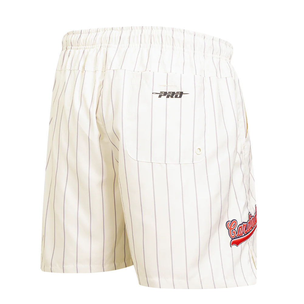 MLB ST. LOUIS CARDINALS PINSTRIPE RETRO CLASSIC MEN'S WOVEN SHORT (EGGSHELL/ GREY) - Image 4