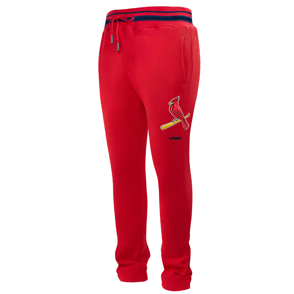 MLB ST. LOUIS CARDINALS SCRIPT TAIL MEN'S RIB FLEECE SWEATPANT (RED/MIDNIGHT NAVY/RED)