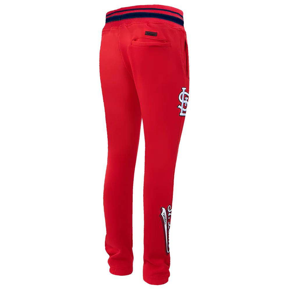 MLB ST. LOUIS CARDINALS SCRIPT TAIL MEN'S RIB FLEECE SWEATPANT (RED/MIDNIGHT NAVY/RED) - Image 4