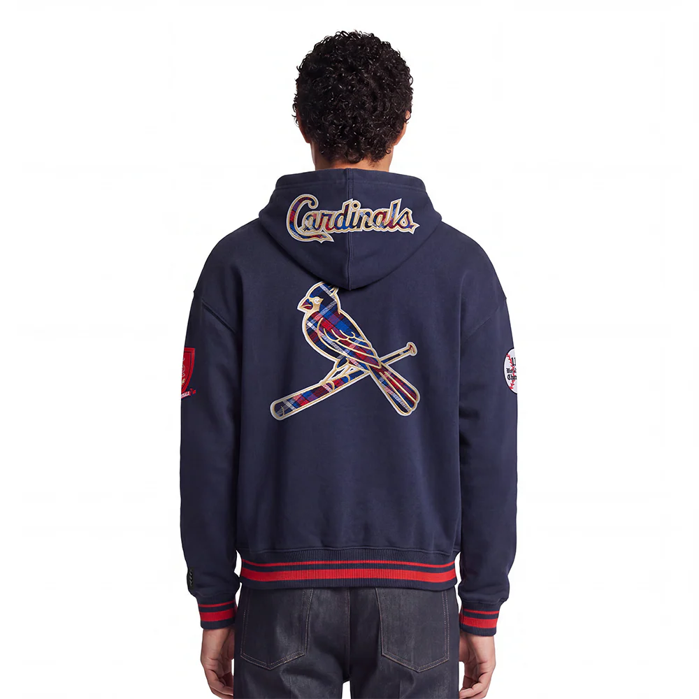 MLB ST. LOUIS CARDINALS PRO PREP RIB FLC PO HOODIE (MIDNIGHT NAVY/RED/MIDNIGHT NAVY) - Image 2