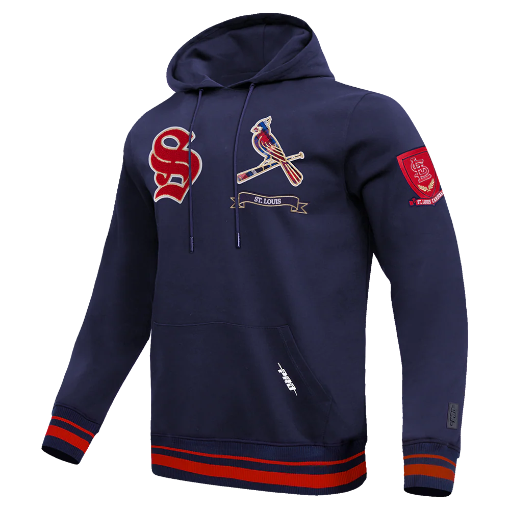 MLB ST. LOUIS CARDINALS PRO PREP RIB FLC PO HOODIE (MIDNIGHT NAVY/RED/MIDNIGHT NAVY) - Image 3