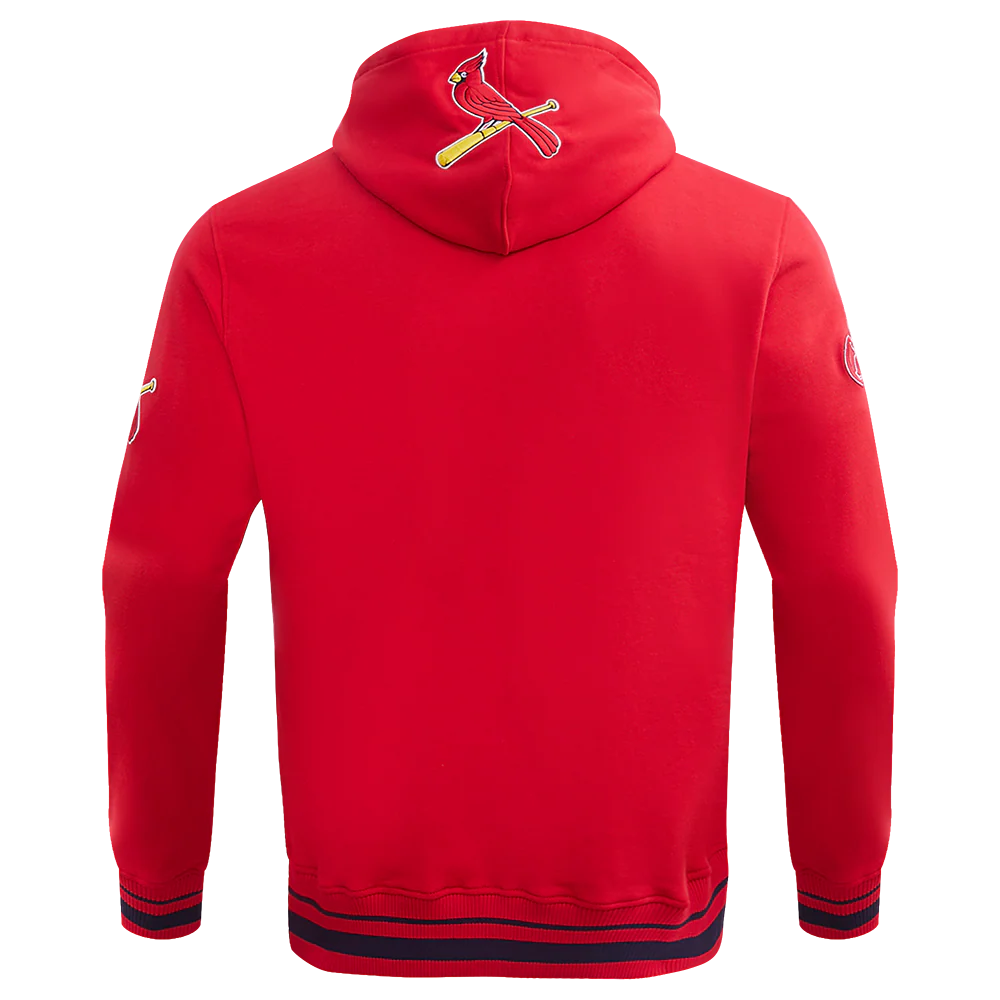 MLB ST. LOUIS CARDINALS SCRIPT TAIL MEN'S RIB FLEECE PULLOVER HOODIE (RED/MIDNIGHT NAVY/RED) - Image 3