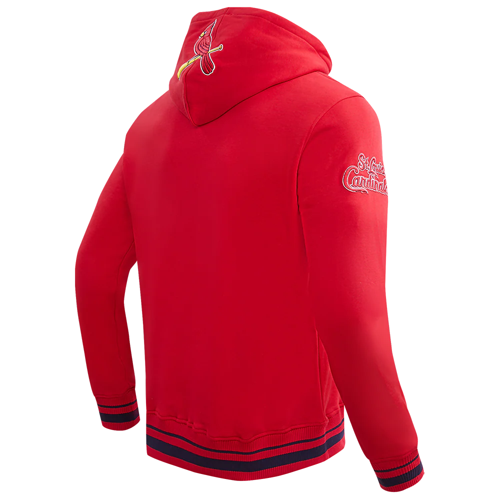 MLB ST. LOUIS CARDINALS SCRIPT TAIL MEN'S RIB FLEECE PULLOVER HOODIE (RED/MIDNIGHT NAVY/RED) - Image 4