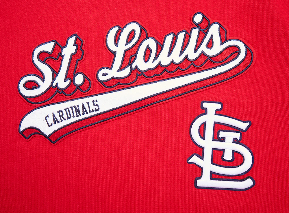MLB ST. LOUIS CARDINALS SCRIPT TAIL MEN'S RIB FLEECE PULLOVER HOODIE (RED/MIDNIGHT NAVY/RED) - Image 6