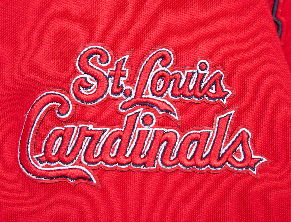 MLB ST. LOUIS CARDINALS SCRIPT TAIL MEN'S RIB FLEECE PULLOVER HOODIE (RED/MIDNIGHT NAVY/RED) - Image 8