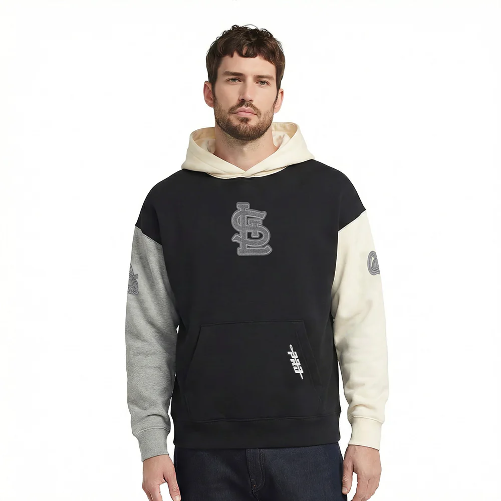MLB ST. LOUIS CARDINALS REVERSE FRENCH TERRY MEN'S COLOR BLOCK FLEECE PULLOVER HOODIE