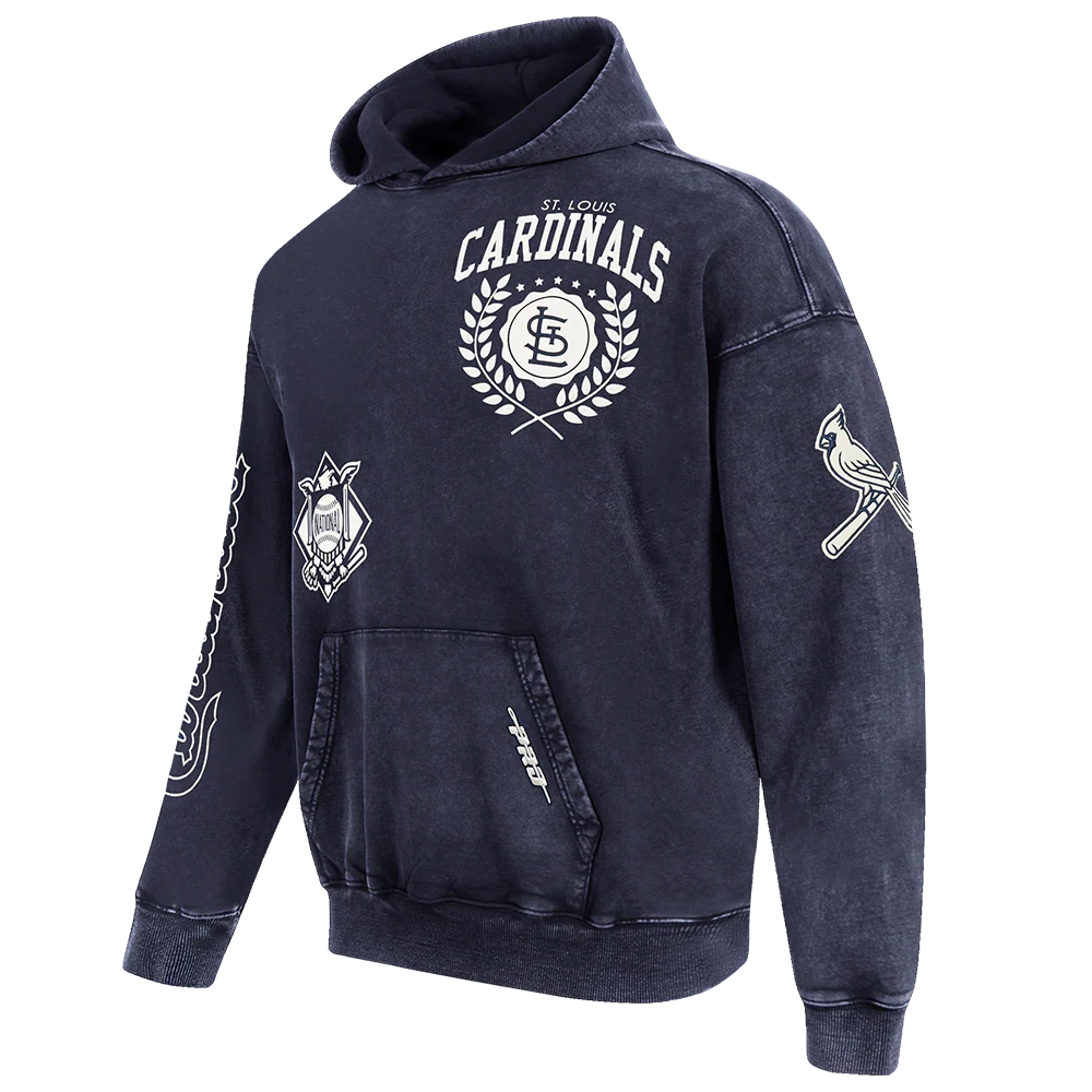 MLB ST. LOUIS CARDINALS STREET TEAM MEN'S ENZYME WASH DS FT PO HOODIE (WASHED MIDNIGHT NAVY) - Image 3