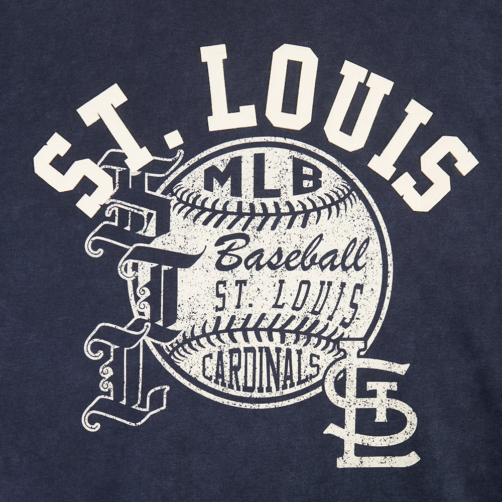 MLB ST. LOUIS CARDINALS STREET TEAM MEN'S ENZYME WASH DS FT PO HOODIE (WASHED MIDNIGHT NAVY) - Image 5