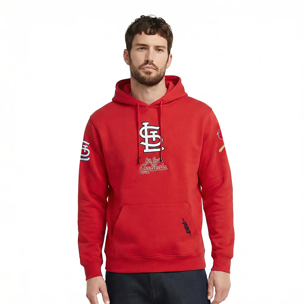 MLB ST. LOUIS CARDINALS CLASSIC CHENILLE MEN'S DK PO HOODIE (RED)