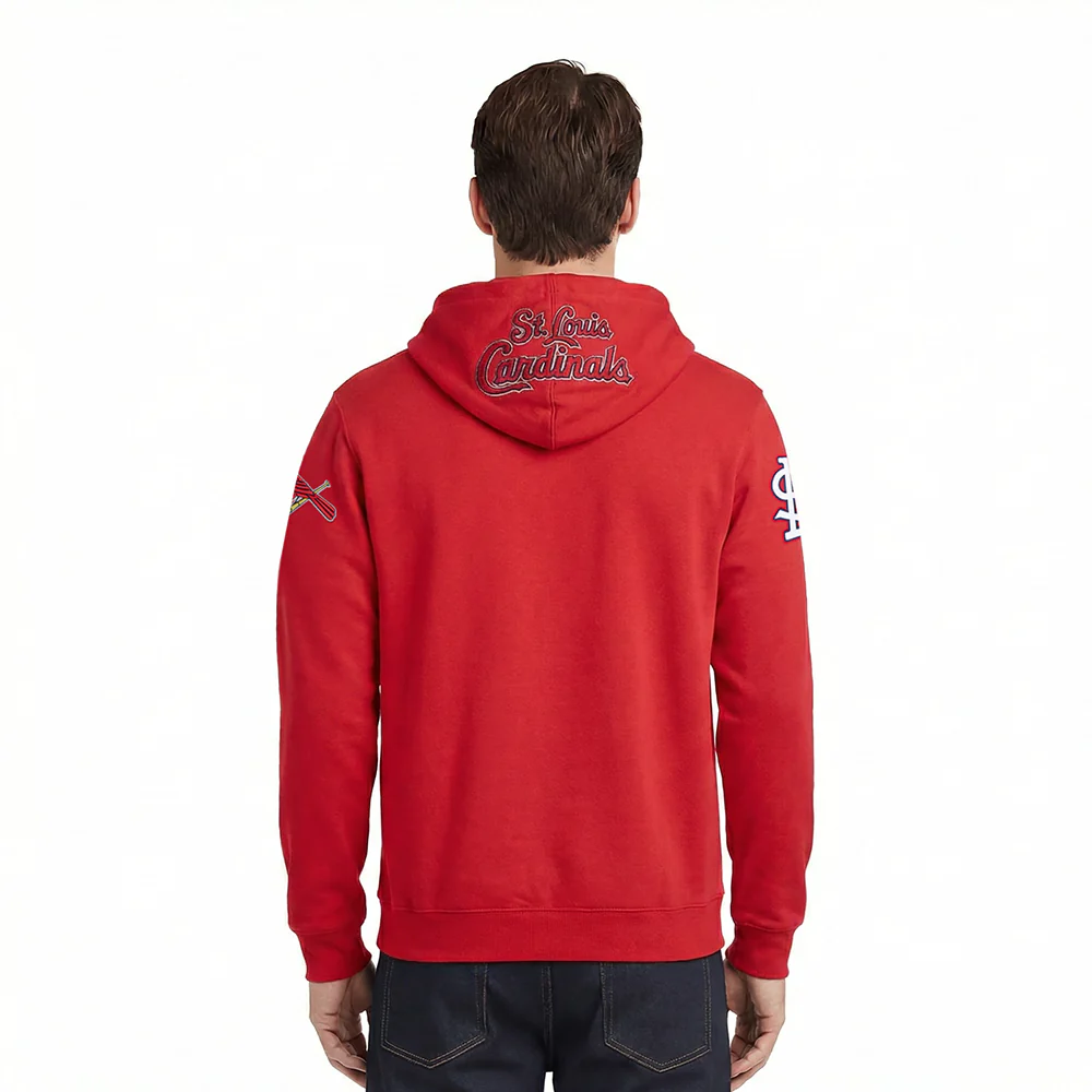 MLB ST. LOUIS CARDINALS CLASSIC CHENILLE MEN'S DK FZ HOODIE (RED) - Image 2