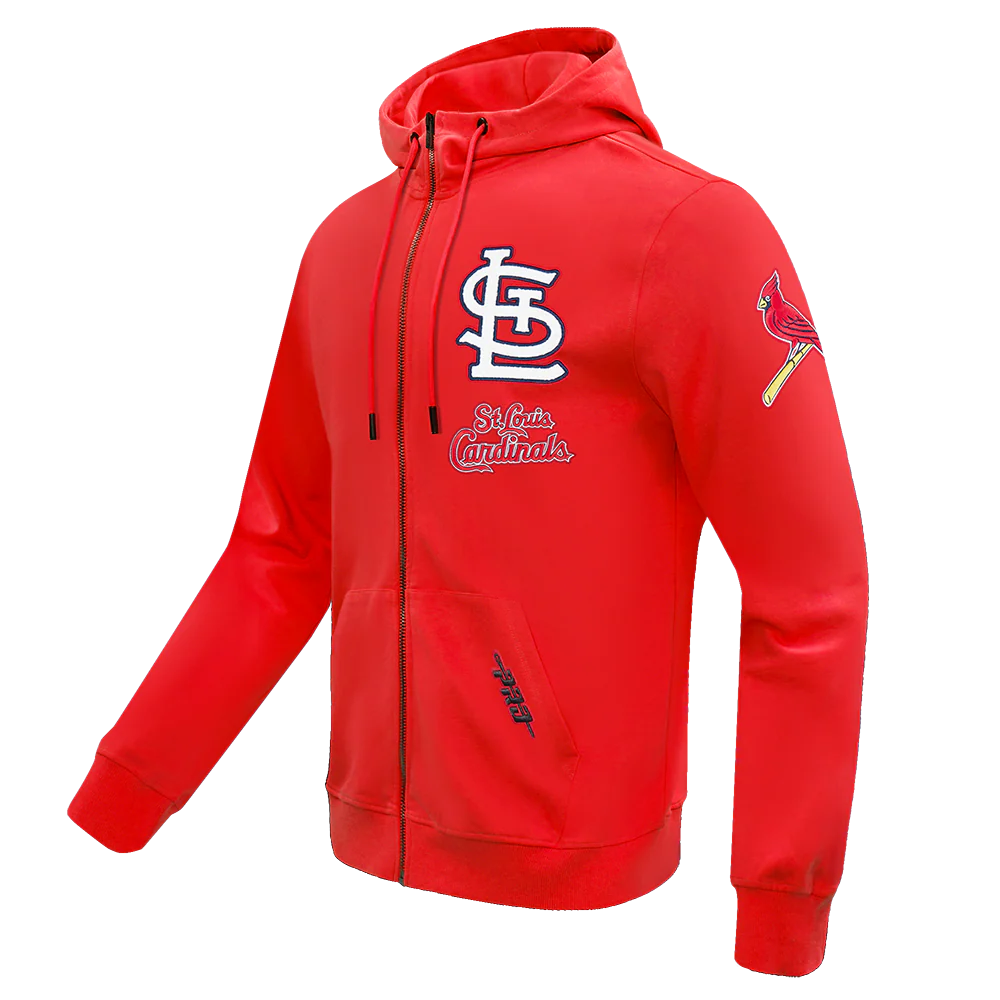MLB ST. LOUIS CARDINALS CLASSIC CHENILLE MEN'S DK FZ HOODIE (RED) - Image 3