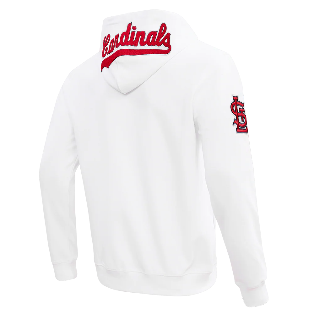 MLB ST. LOUIS CARDINALS CLASSIC CHENILLE MEN'S FULL ZIP PULLOVER HOODIE (WHITE) - Image 3