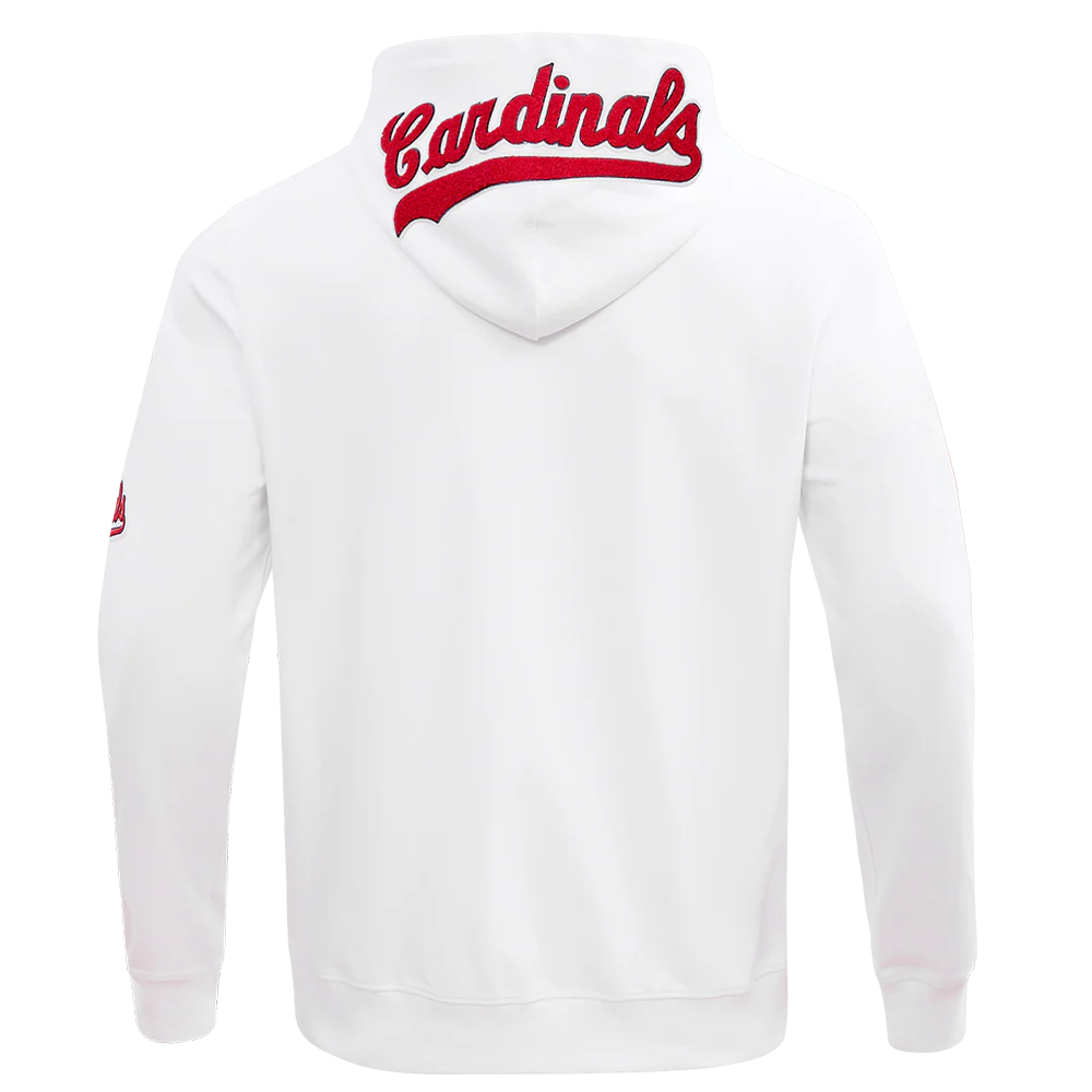 MLB ST. LOUIS CARDINALS CLASSIC CHENILLE MEN'S FULL ZIP PULLOVER HOODIE (WHITE) - Image 4