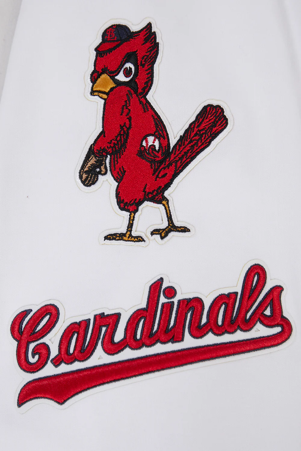 MLB ST. LOUIS CARDINALS CLASSIC CHENILLE MEN'S FULL ZIP PULLOVER HOODIE (WHITE) - Image 6