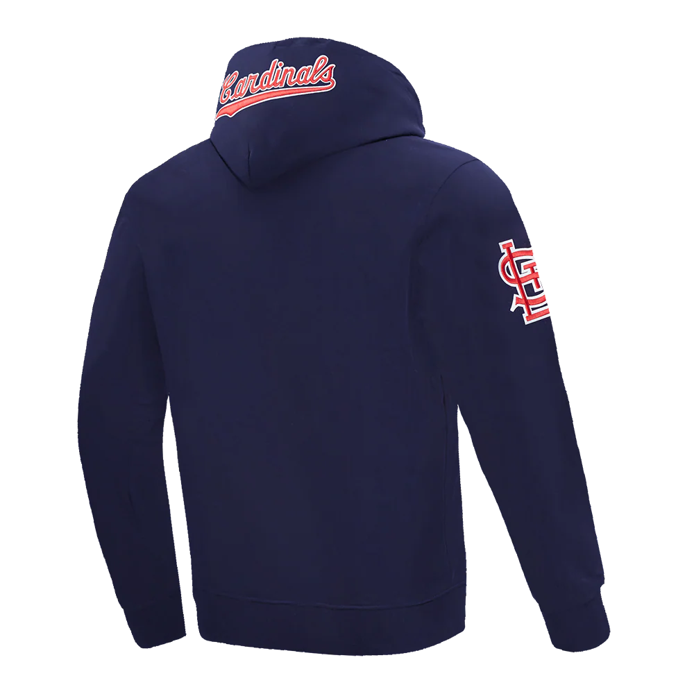 MLB ST. LOUIS CARDINALS OLD ENGLISH MEN'S PULLOVER HOODIE (MIDNIGHT NAVY) - Image 4