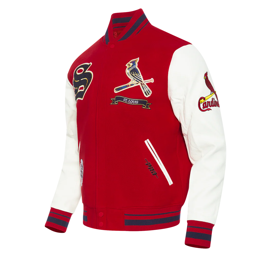 MLB ST. LOUIS CARDINALS PRO PREP MEN'S WOOL VARSITY JACKET (RED/WHITE/MIDNIGHT NAVY) - Image 2