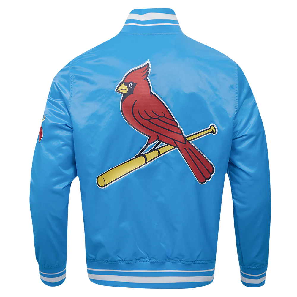 MLB ST. LOUIS CARDINALS SCRIPT TAIL MEN'S SATIN JACKET (UNIVERSITY BLUE) - Image 3