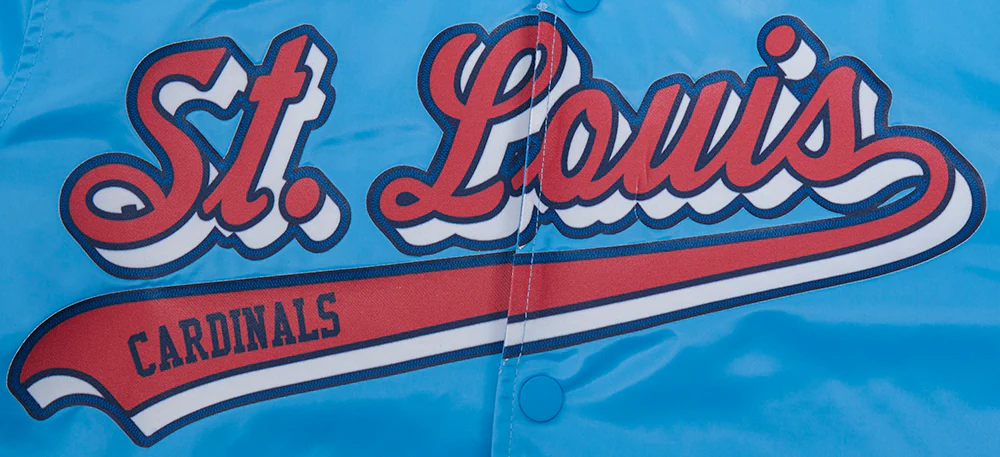 MLB ST. LOUIS CARDINALS SCRIPT TAIL MEN'S SATIN JACKET (UNIVERSITY BLUE) - Image 5