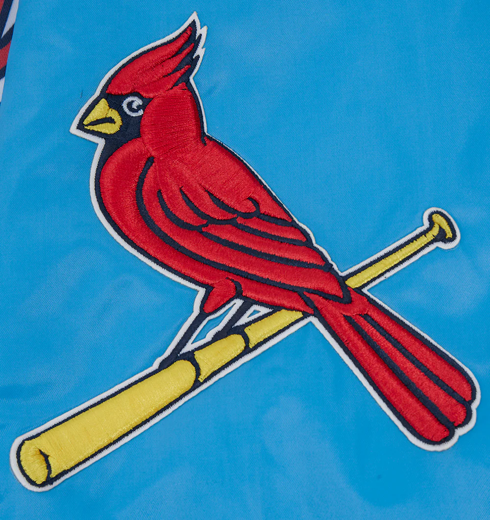 MLB ST. LOUIS CARDINALS SCRIPT TAIL MEN'S SATIN JACKET (UNIVERSITY BLUE) - Image 7