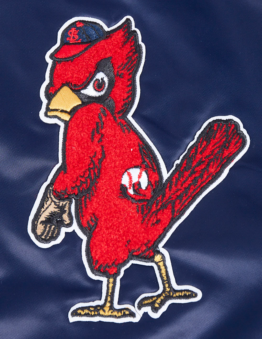 MLB ST. LOUIS CARDINALS OLD ENGLISH MEN'S RIB SATIN JACKET (MIDNIGHT NAVY/RED/MIDNIGHT NAVY) - Image 5