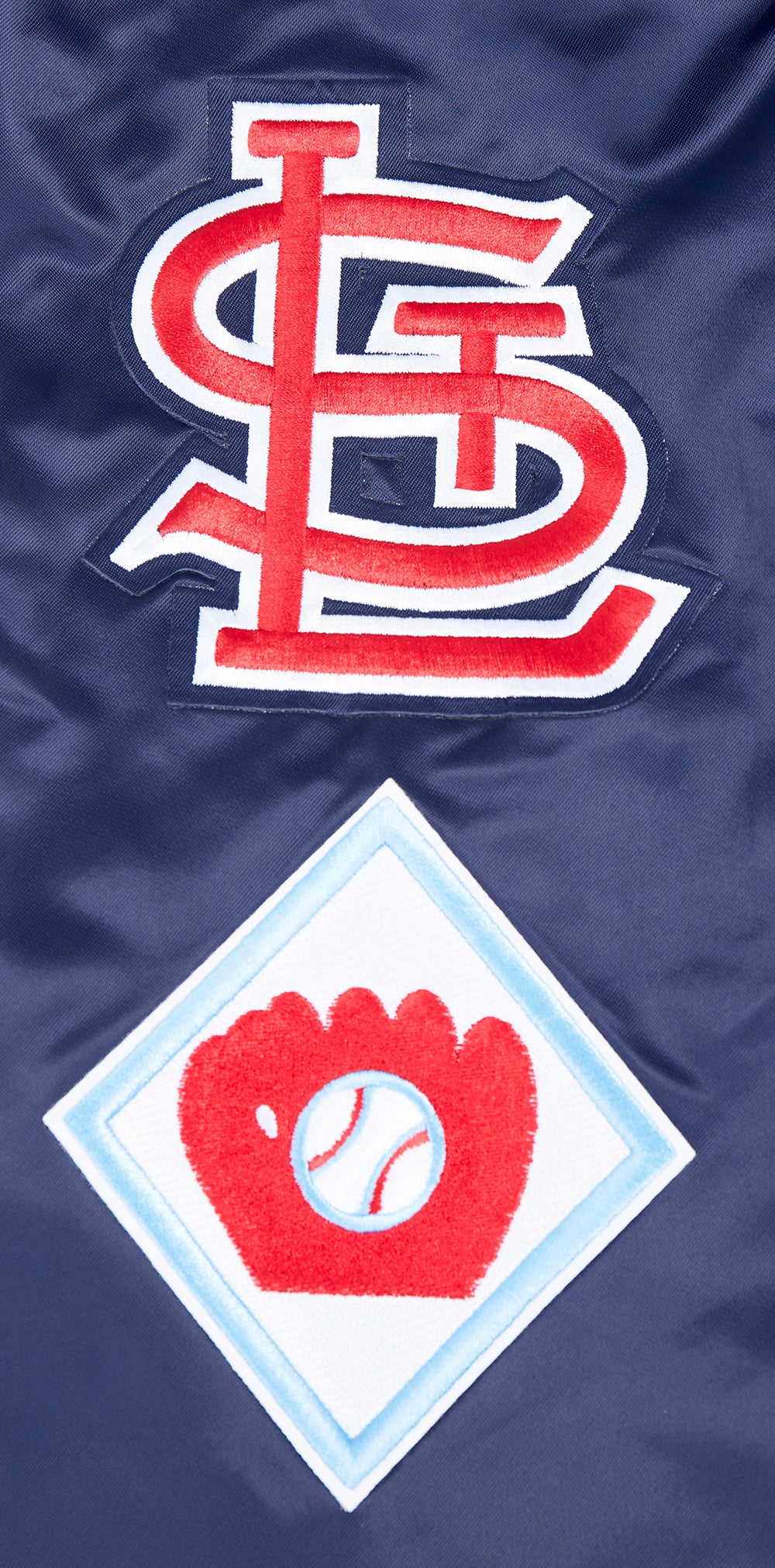 MLB ST. LOUIS CARDINALS OLD ENGLISH MEN'S RIB SATIN JACKET (MIDNIGHT NAVY/RED/MIDNIGHT NAVY) - Image 7